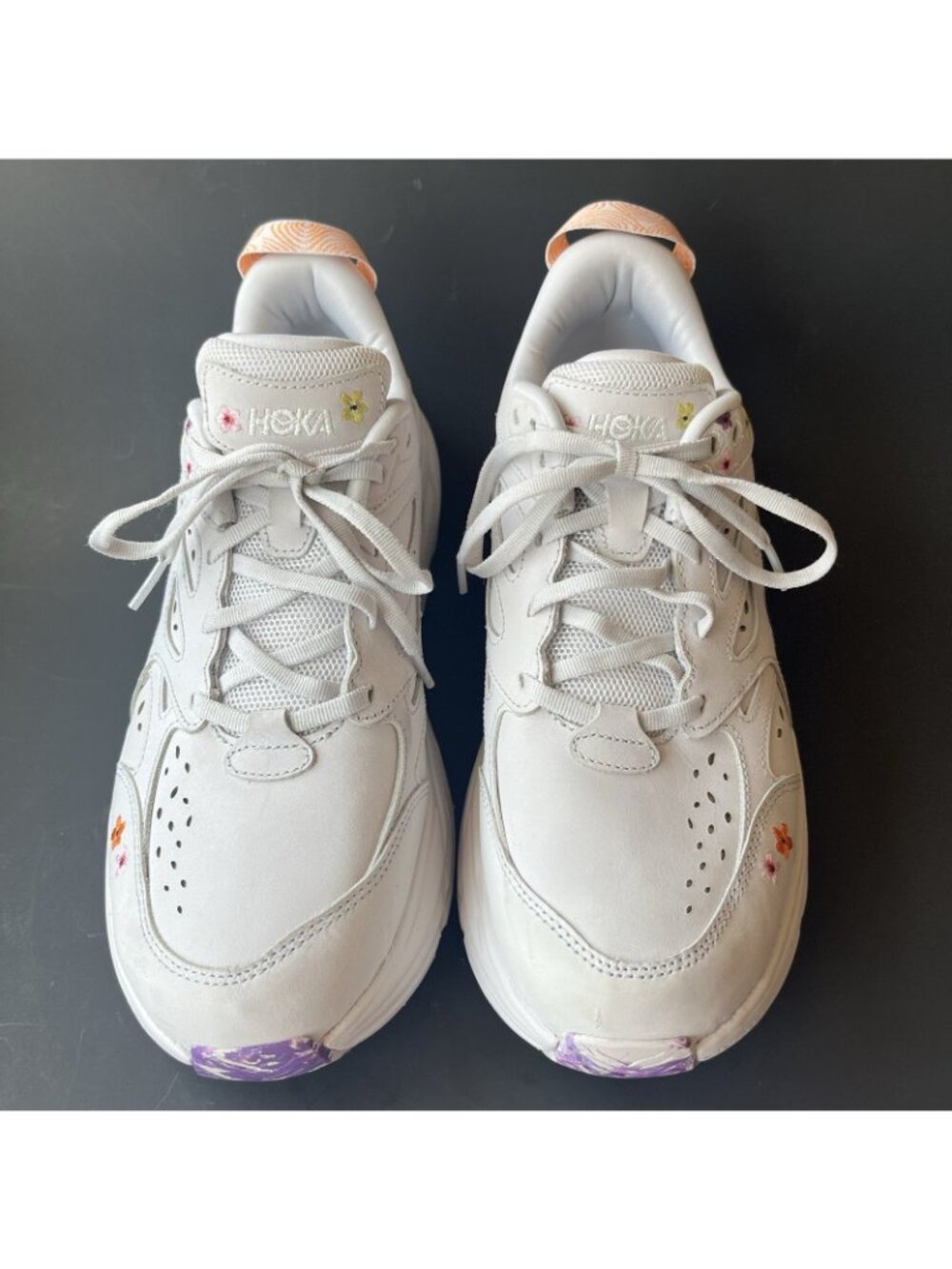 Hoka One One U Clifton L BP Womens Sneakers Size 12 Floral Embroidery White - Picture 3 of 16